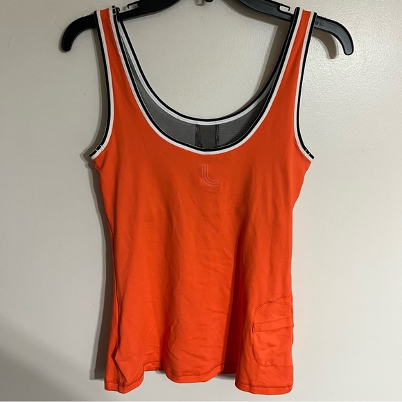 Women’s Lole Athletic Running Tank Top With Pocket Orange & White Size Small - Picture 11 of 13